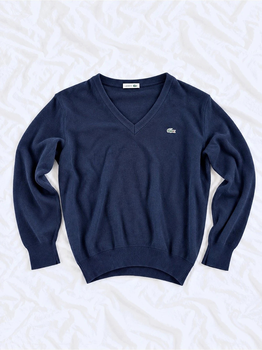 Lacoste Vintage Chemise Lacoste V-Neck Sweater V-Neck Sweater in Blue Like New
